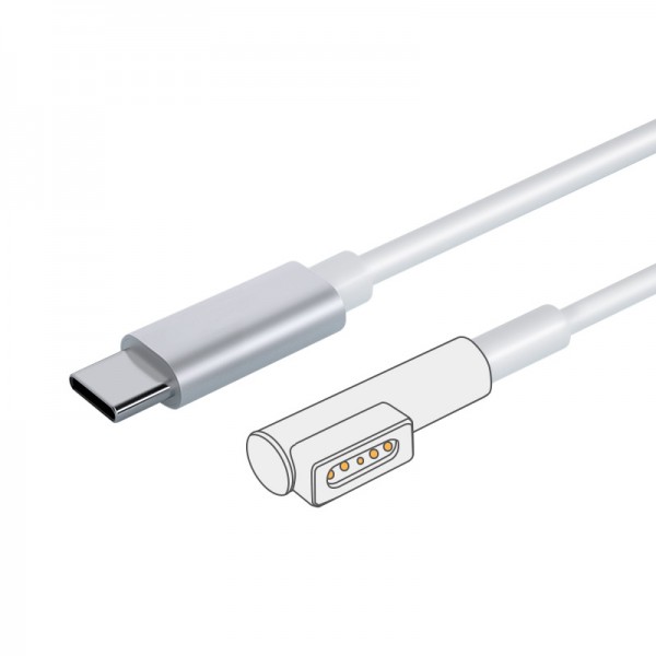 100W Type C Male to Magsafe 1 L shape Male Adapter Converter Cable for MacBook Laptop Charging Cord 1.8m