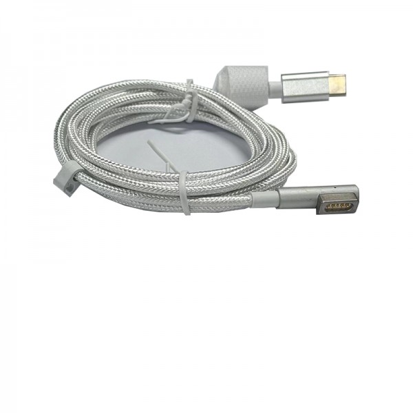 1.8M Braided Wire PD 65W Type C male to Magsafe 1 L tip male For MacBook Laptop Charging Converter Cord