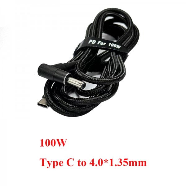 1.8m Braided Wire PD 100W Type C male to 4.0*1.35mm male For Laptop Charging Converter Cord