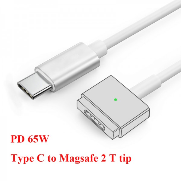 1.8m PD 65W Type C male to Magsafe 2 T tip male For MacBook Laptop Charging Converter Cord