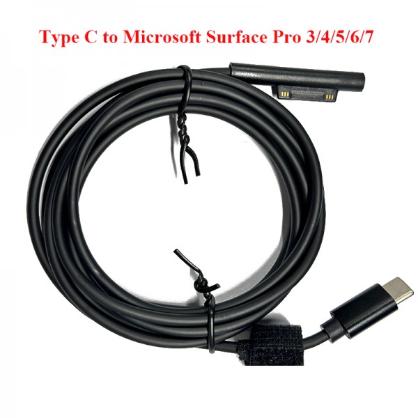 1.8m Laptop Converter Cable for Surface Connect to USB-C Charging Cable 15V/3A Compatible for Microsoft Surface Pro 3/4/5/6/7