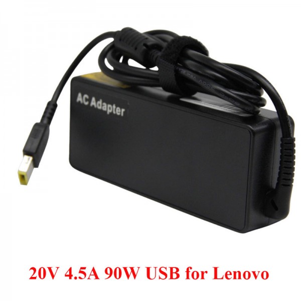 OEM AC Adapter 20V 4.5A 90W Square USB for Lenovo Laptop Power Supply