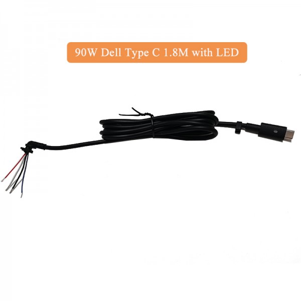 New Laptop Charger Cable 90W Type C With LED For Dell DC Power Cable Cord Adapter Wire USB-C